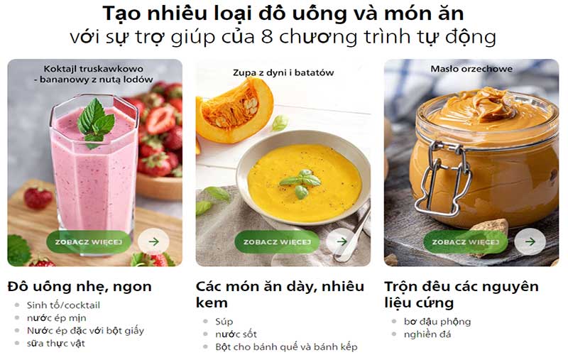 8 chương trình của Máy xay sinh tố Philips HR3770/00