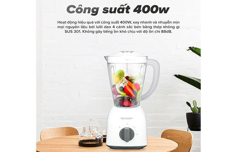 Máy xay sinh tố Sharp EM-S154PV-WH - Hàng chính hãng