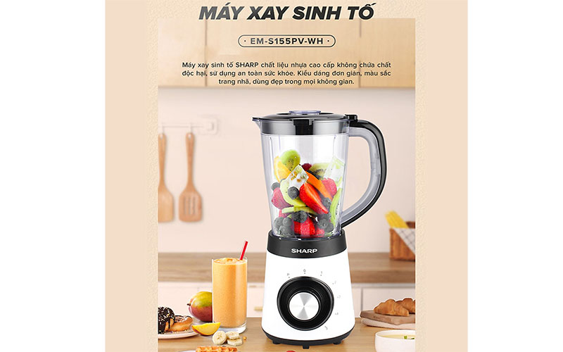 Máy xay sinh tố Sharp EM-S155PV-WH - Hàng chính hãng