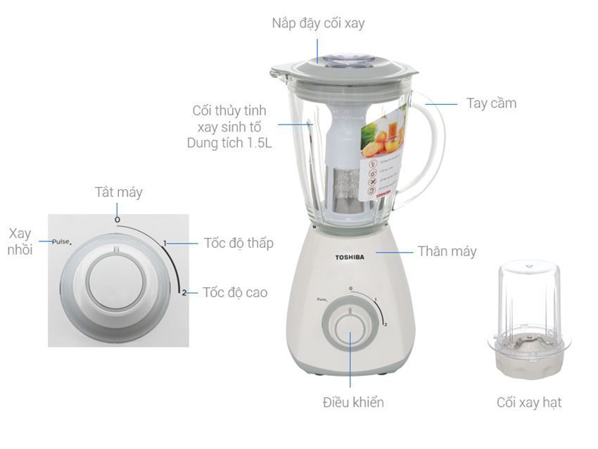 Máy xay sinh tố Toshiba MX-15FM(W)VN - Hàng chính hãng