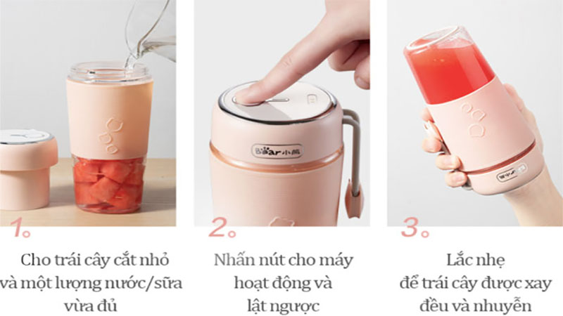 Máy xay sinh tố cầm tay Bear LLJ-B03C1 - Hàng chính hãng