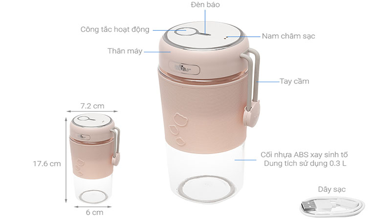 Máy xay sinh tố cầm tay Bear LLJ-B03C1 - Hàng chính hãng