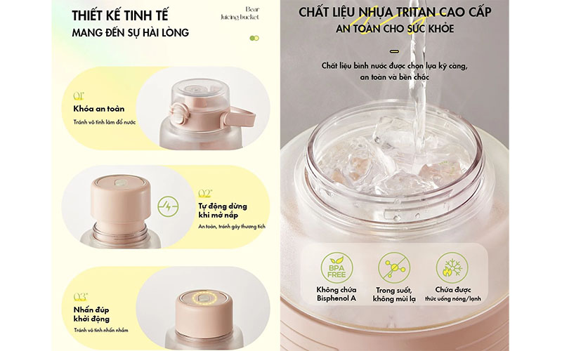 Thiết kế và chất liệu của Máy xay sinh tố cầm tay Bear LLJ-P10X5
