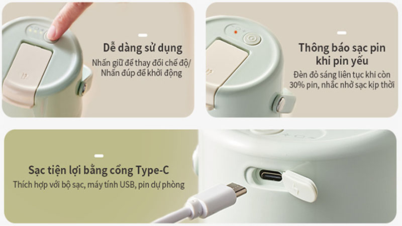 Máy xay sinh tố cầm tay Bear SB-MX04X - Hàng chính hãng