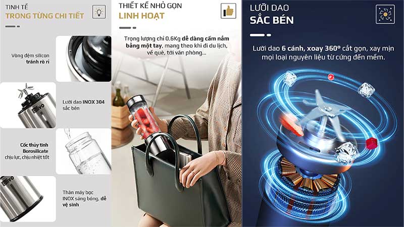 Máy xay sinh tố cầm tay Olivo PB01 - Hàng chính hãng