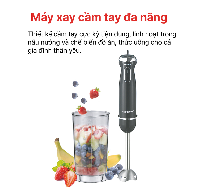 Máy xay sinh tố cầm tay Happy Cook HHB-100PB - Hàng chính hãng