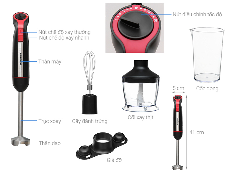 Máy xay sinh tố cầm tay Kangaroo KGHB800X - Hàng chính hãng