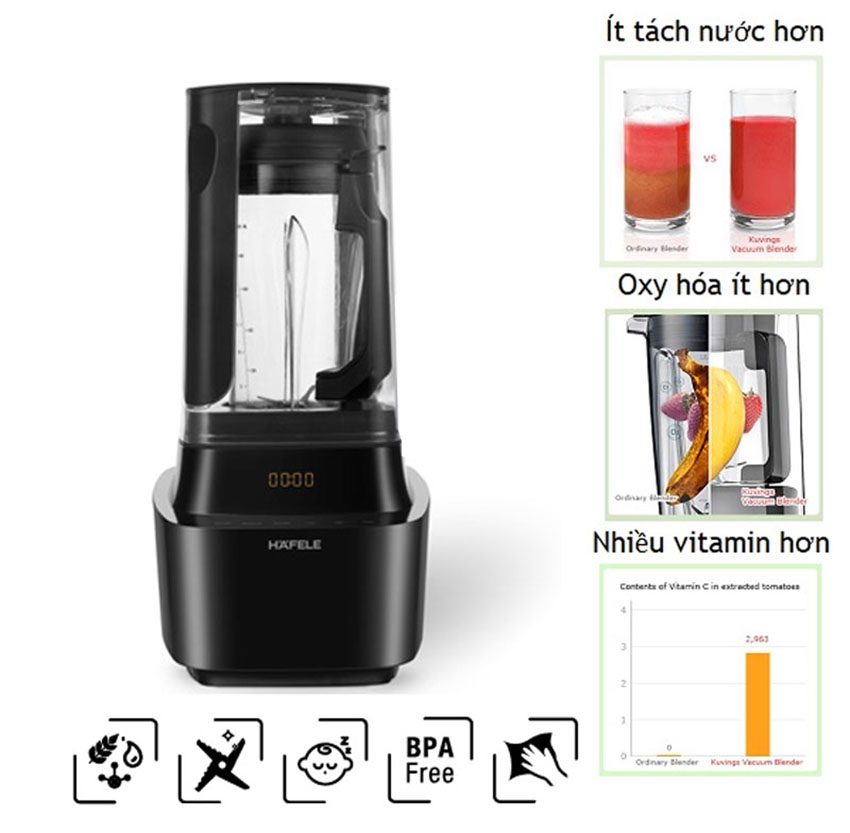 Chức năng xay chân không của Máy xay sinh tố chân không Hafele BR230-19E00 535.43.271