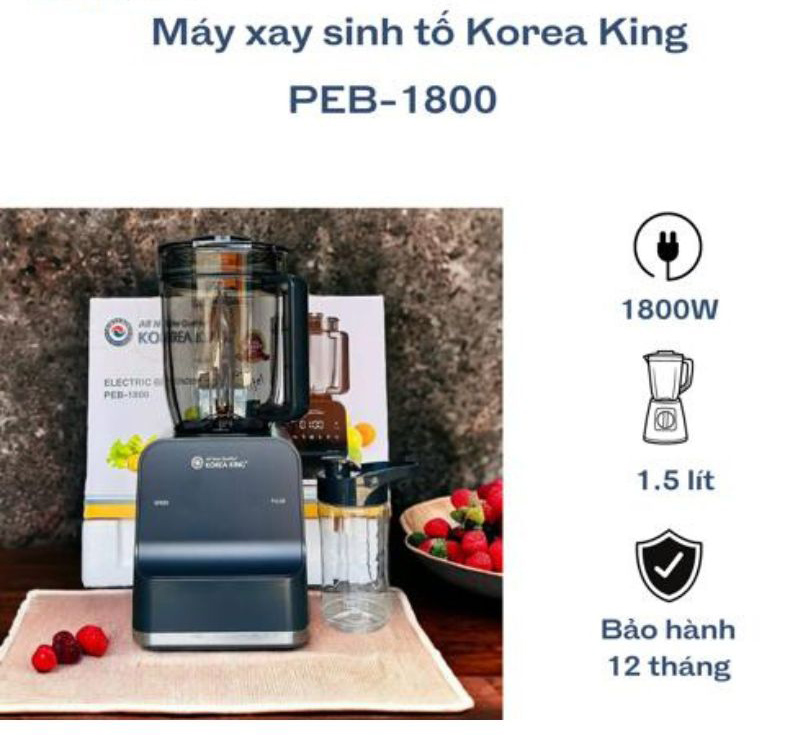 Dung tích cối xay 1.5 lít giúp xay được lượng lớn trái cây cùng lúc