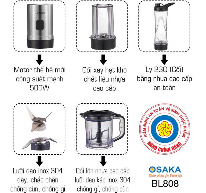 Máy xay sinh tố đa năng Osaka BL808 - Hàng chính hãng