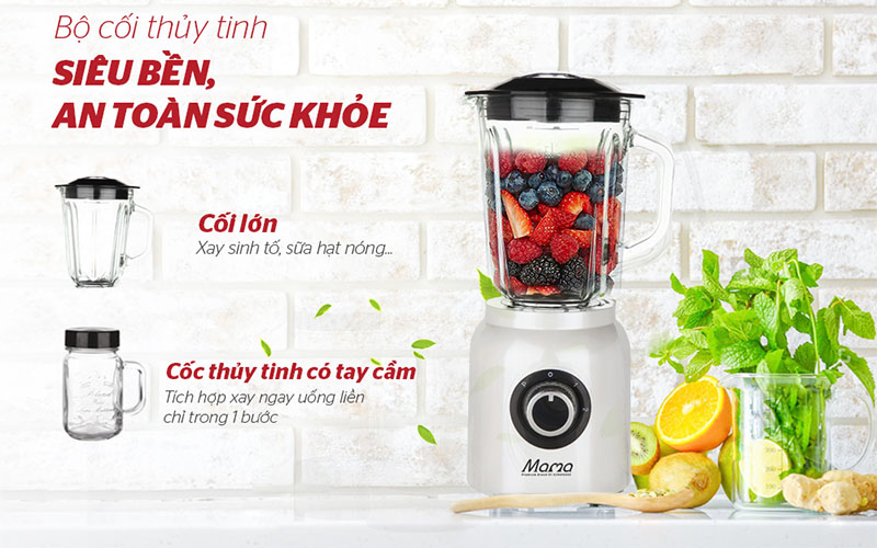 Bộ cối thủy tinh của Máy xay sinh tố đa năng Sunhouse Mama SHD5353W