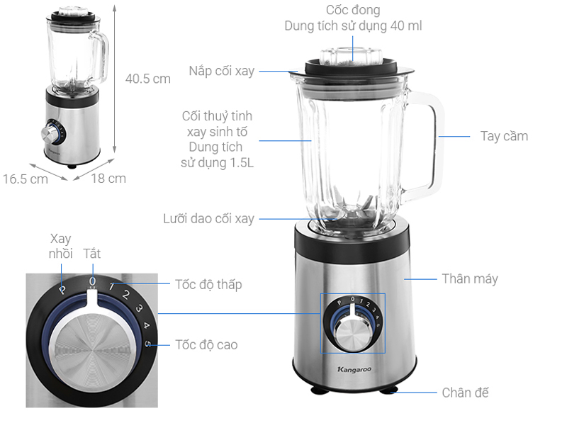 Tổng quan máy xay sinh tố Kangaroo KGBL600X 