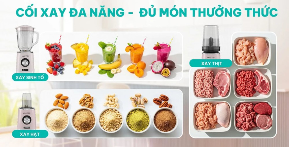 Xay được đa dạng các loại thực phẩm