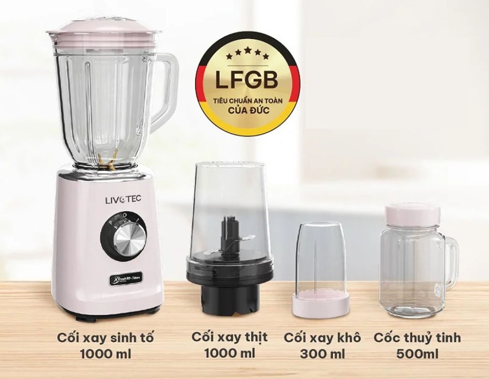 Có 4 cối xay với dung tích khác nhau, linh hoạt trong việc sử dụng