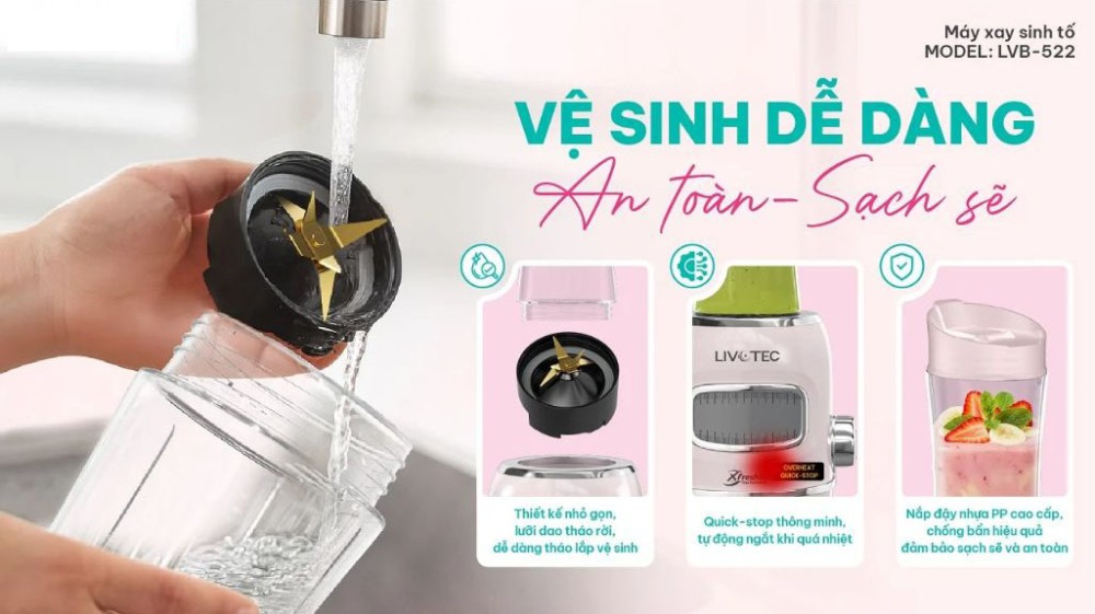 Các bộ phận của máy dễ dàng tháo rời, thuận tiện cho việc vệ sinh