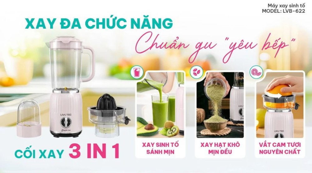 Máy xay sinh tố Livotec LVB-622P/W - Hàng chính hãng