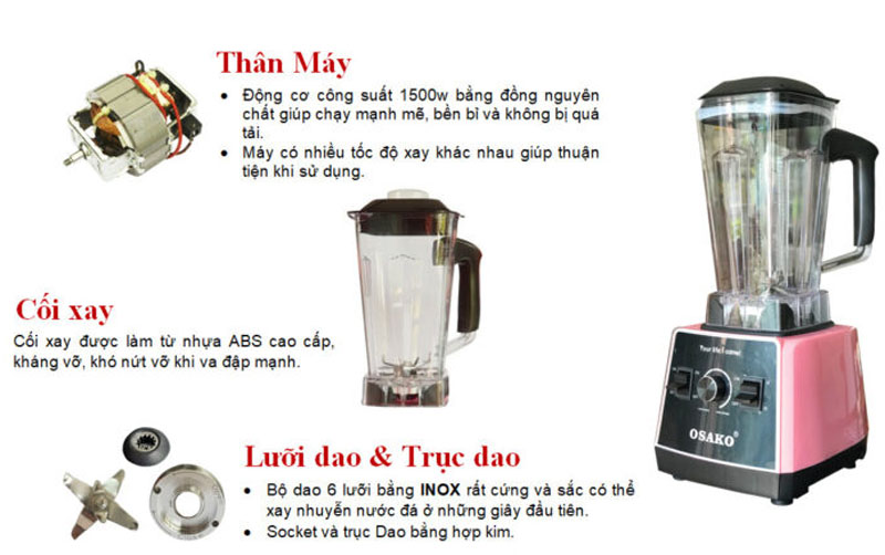 Máy xay sinh tố đa năng Osako OS-1500 PLUS - Hàng chính hãng