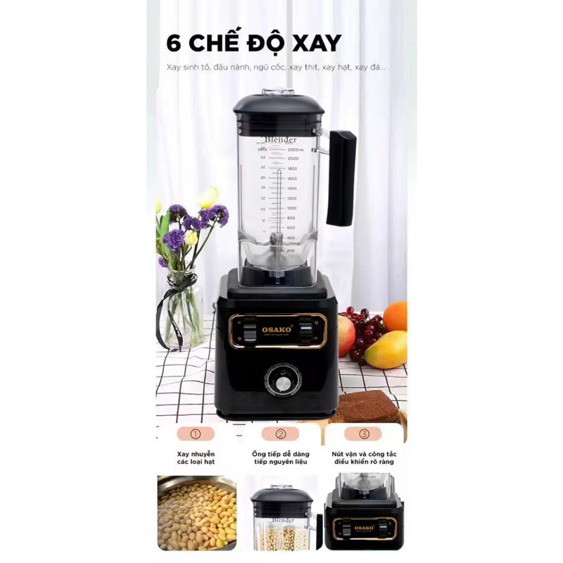 Máy có 6 chế độ xay, xay đa dạng các loại thực phẩm