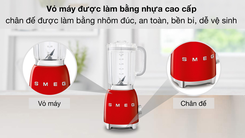 Máy xay sinh tố Smeg BLF01RDEU - Hàng chính hãng