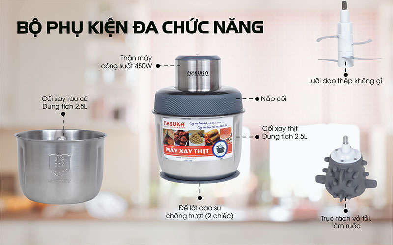Máy xay thịt Hasuka HSK-133 - Hàng chính hãng