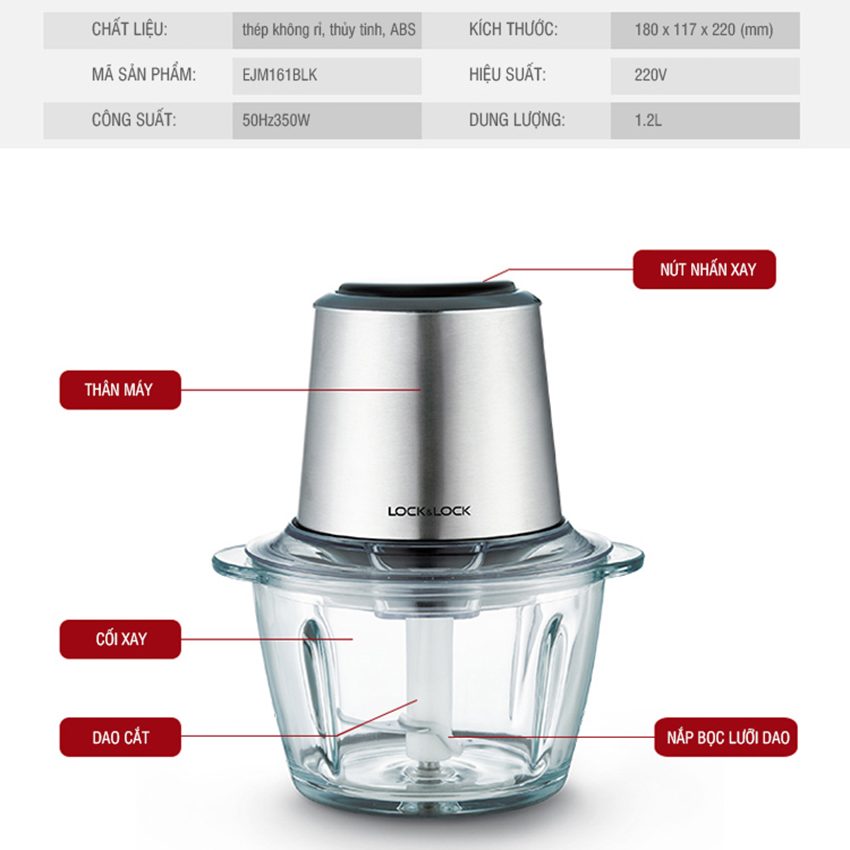 Máy xay thịt Lock & Lock EJM161BLK - Hàng chính hãng