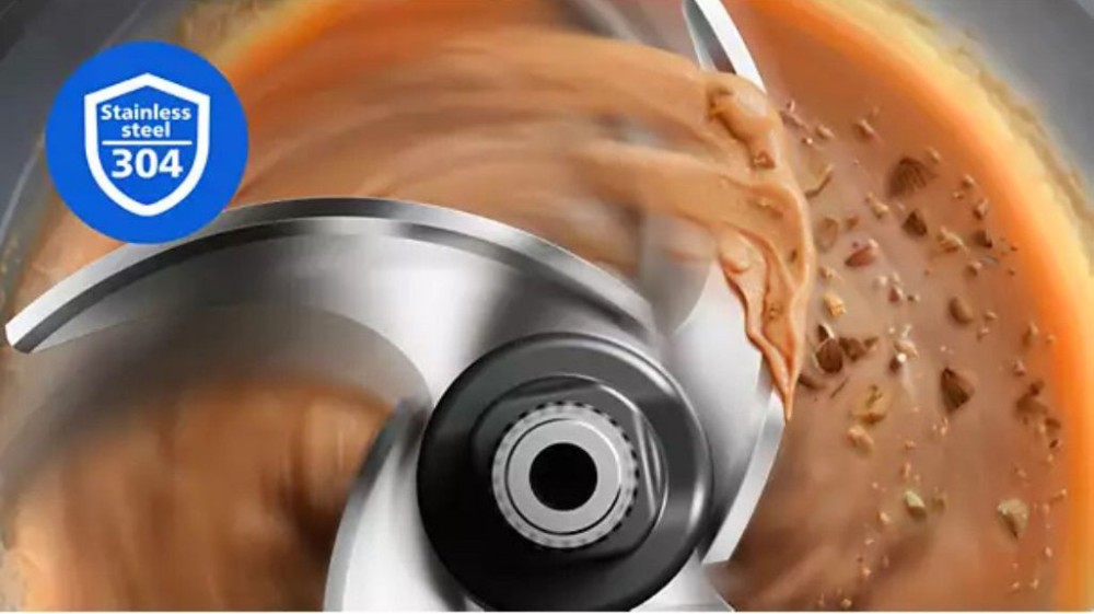 Lưỡi dao kép 4 cánh bằng thép không gỉ sắc bén, xay mịn các thực phẩm