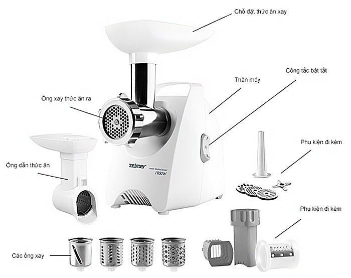 Máy xay thịt Zelmer 1200.84 Symbio - Hàng chính hãng