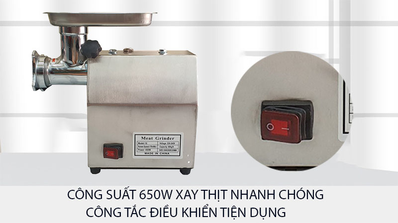 Công suất của Máy xay thịt công nghiệp Deliou TK-M10