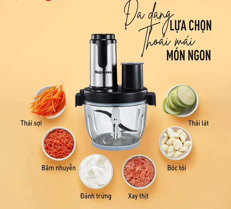 Máy xay thịt đa năng Nagakawa NAG0822 - Hàng chính hãng