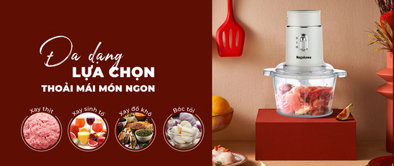 Máy xay thịt đa năng Nagakawa NAG0823 - Hàng chính hãng