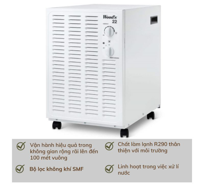 Máy hút ẩm Wood’s SW22FW - Hàng chính hãng