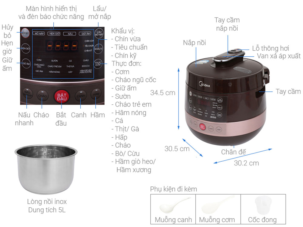 Nồi áp suất điện Midea MY-CS5039 - Hàng chính hãng