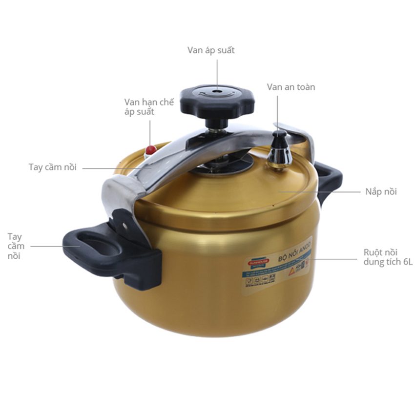 Nồi áp suất anod Sunhouse SHA8604 - Hàng chính hãng