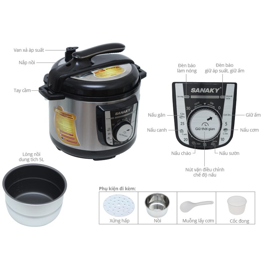 Nồi áp suất Sanaky SNK-50C - Hàng chính hãng