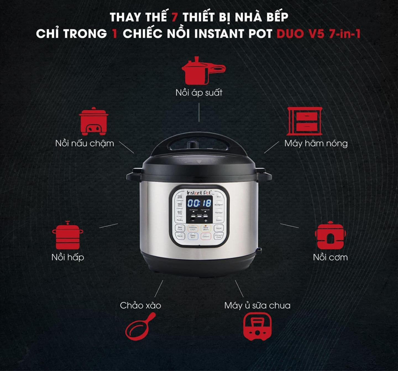 Nồi áp suất điện Instant POT DUO V5 - 7IN1 - Hàng chính hãng