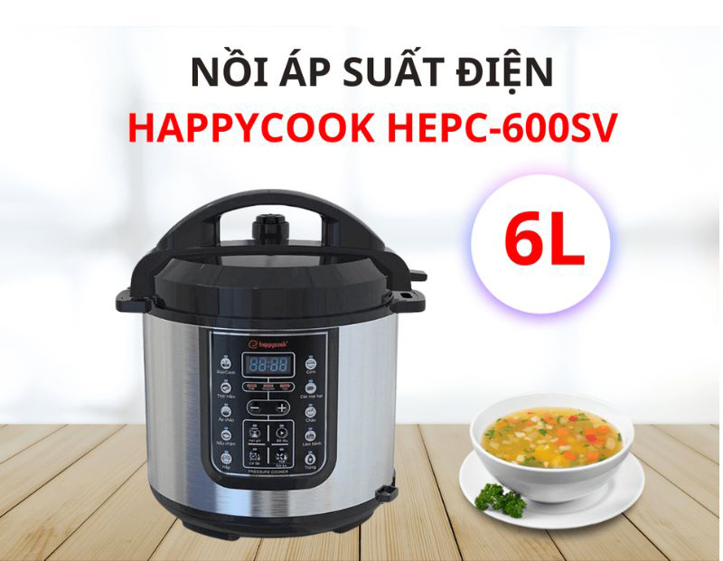 Nồi áp suất điện Happycook HEPC-600SV - Hàng chính hãng