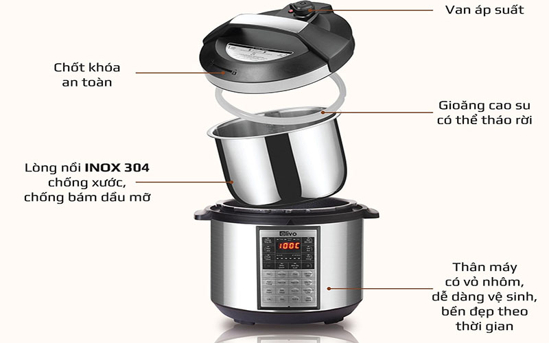 Nồi áp suất điện tử Olivo PC60 - Hàng chính hãng