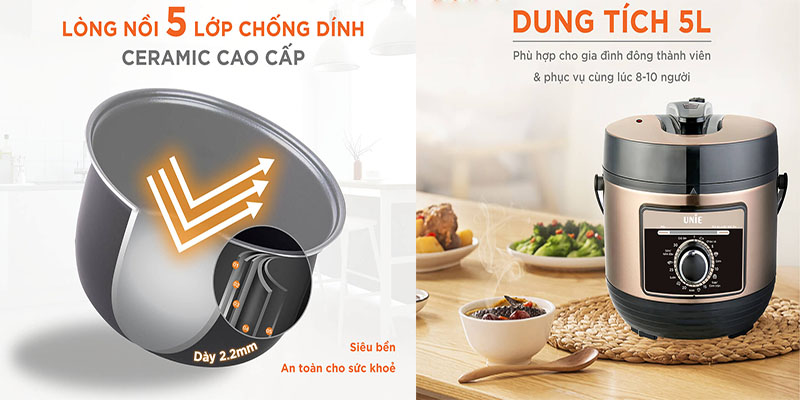 Nồi áp suất điện Unie UPC5081Y - Hàng chính hãng