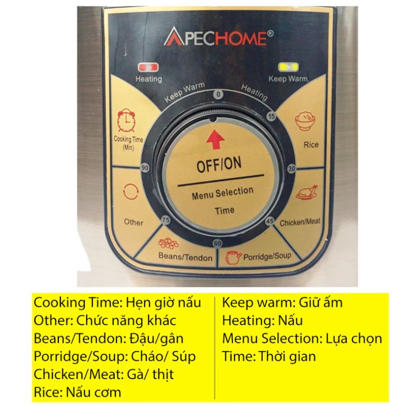 Nồi áp suất điện ApecHome APH-PC60 - Hàng chính hãng