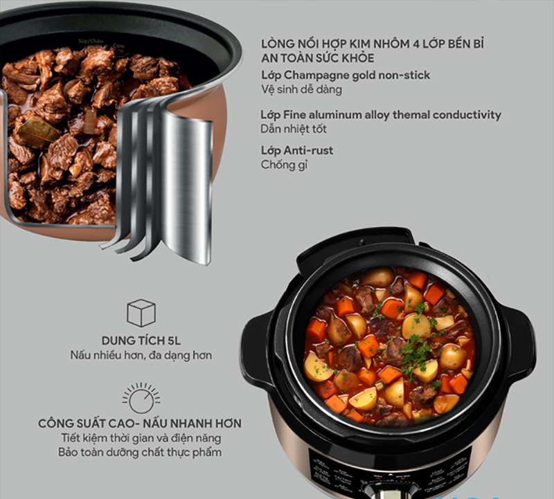 Nồi áp suất điện tử Bluestone 4.5 lít PCB-5648 - Hàng chính hãng