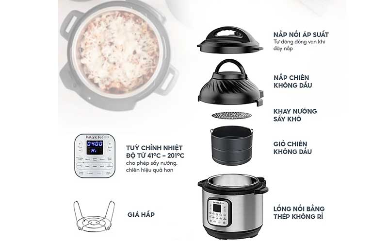 Nồi áp suất kết hợp chiên không dầu Instant Pot Duo Crisp 11-In-1 - Hàng chính hãng