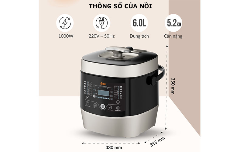 Nồi áp suất điện tử Comet CM6168 - Hàng chính hãng