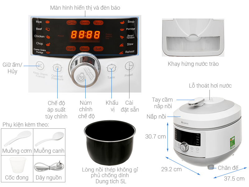 Nồi áp suất điện Gree CYFWK-50X62S - Hàng chính hãng
