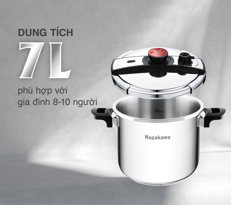Nồi áp suất Nagakawa 7 lít NAG1473 - Hàng chính hãng
