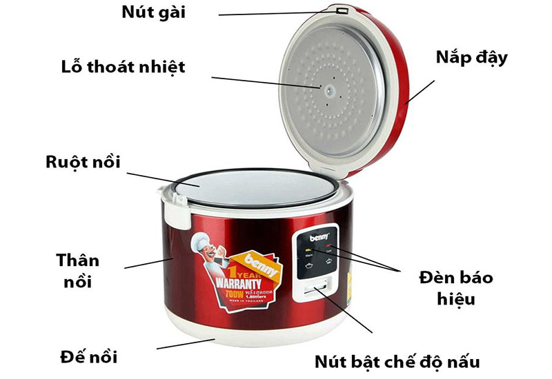 Nồi cơm điện nắp gài Benny BRMVN188 - Hàng chính hãng