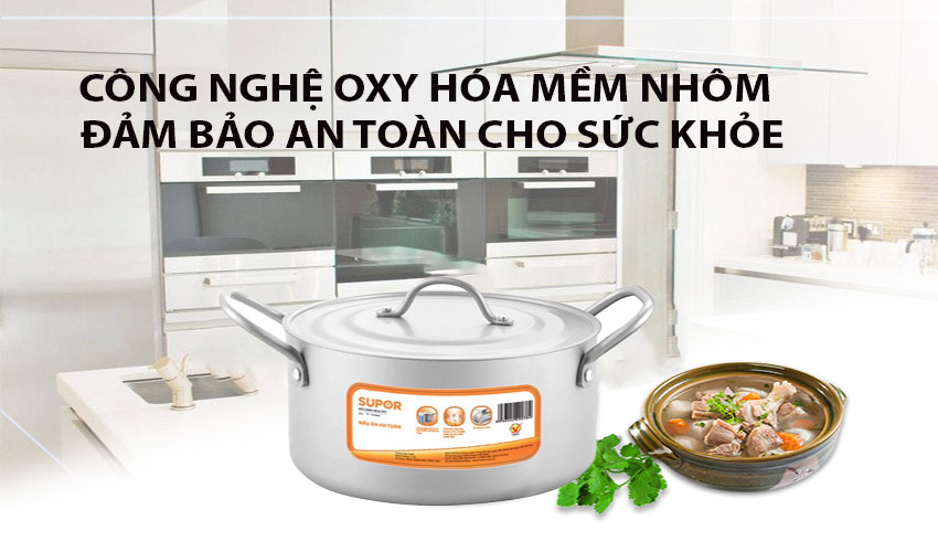 Nồi canh nhôm oxy hóa mềm Healthy Supor HT08008-1 - Hàng chính hãng