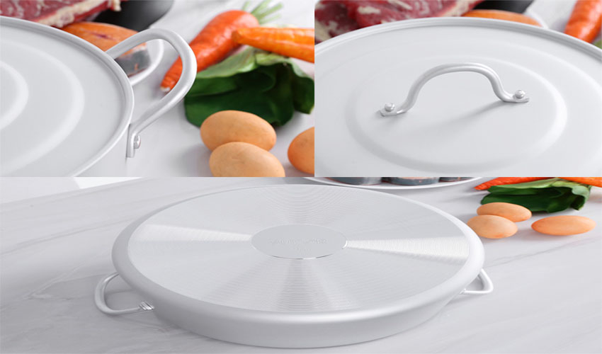 Thiết kế nắp,tay cầm, đáy của Nồi canh nhôm oxy hóa mềm Healthy Supor HT08008-5