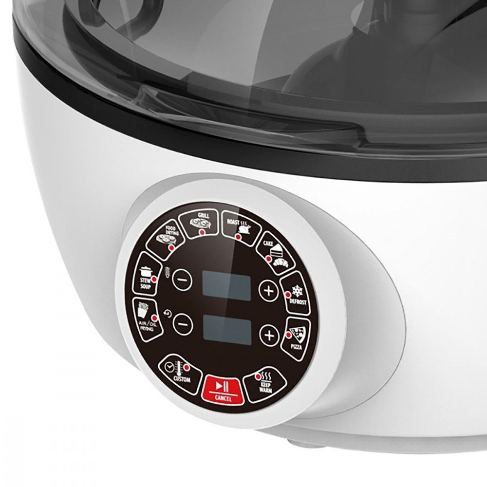 Nồi chiên nướng đa năng Hasu HSMX-X45WT có bàn phím cơ, hiển thị thông báo led dễ dàng sử dụng và thao tác bằng tiếng việt