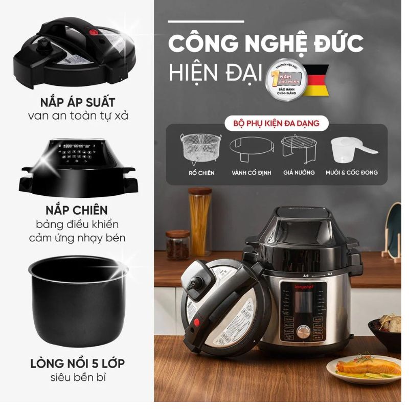 Nồi chiên hầm đa năng Lazychef LC-01NH - Hàng chính hãng