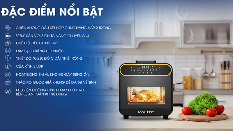 Nồi chiên hấp hơi nước Kalite Steam Pro - Hàng chính hãng